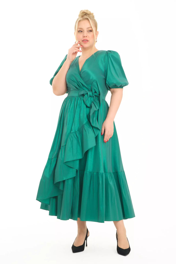 FRV Green plus size tafta sleeveless maxi dress - Oranienburg