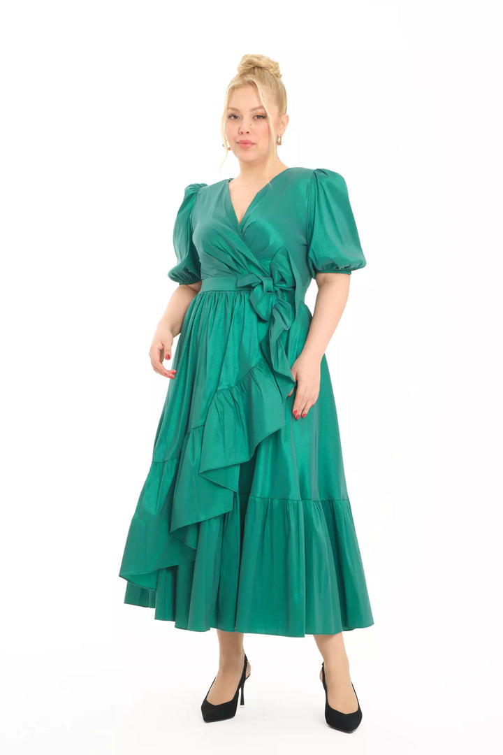 FRV Green plus size tafta sleeveless maxi dress - Oranienburg