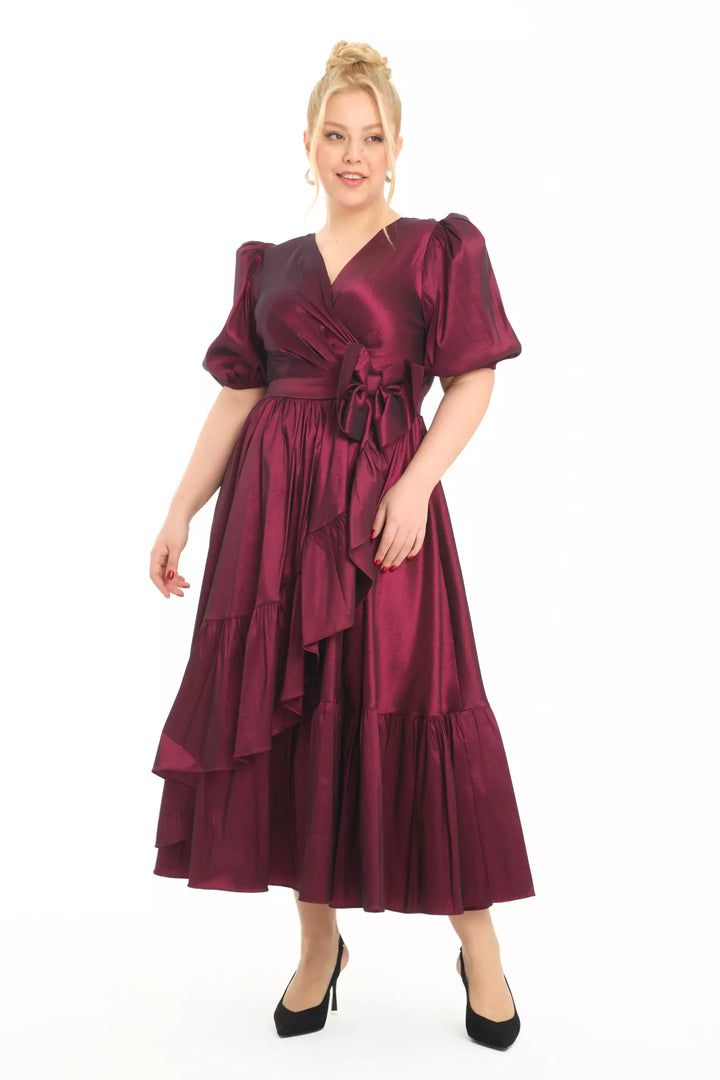 FRV Maroon plus size tafta sleeveless maxi dress - Whitley Bay