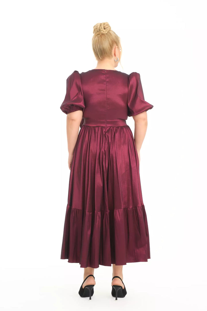 FRV Maroon plus size tafta sleeveless maxi dress - Whitley Bay