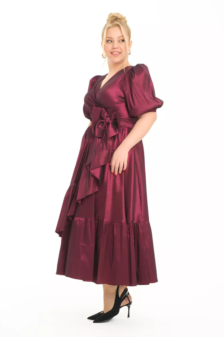 FRV Maroon plus size tafta sleeveless maxi dress - Whitley Bay