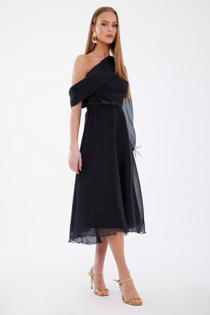 FRV Black tulle single sleeve midi dress - Highlands Ranch