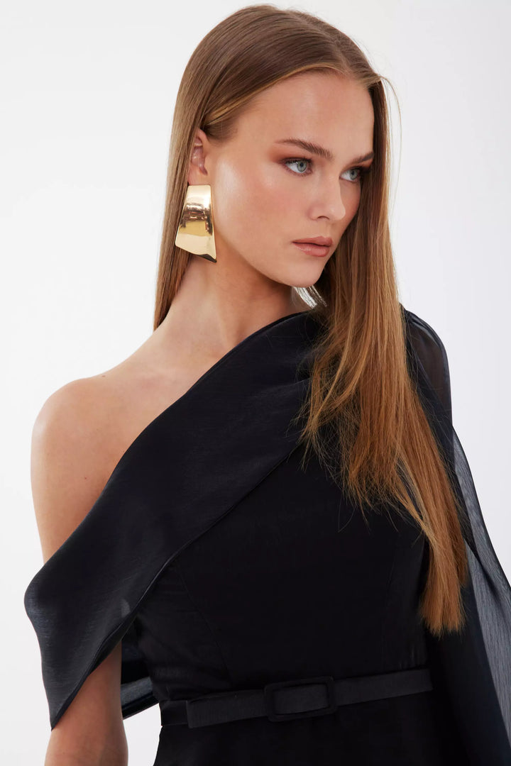 FRV Black tulle single sleeve midi dress - Highlands Ranch