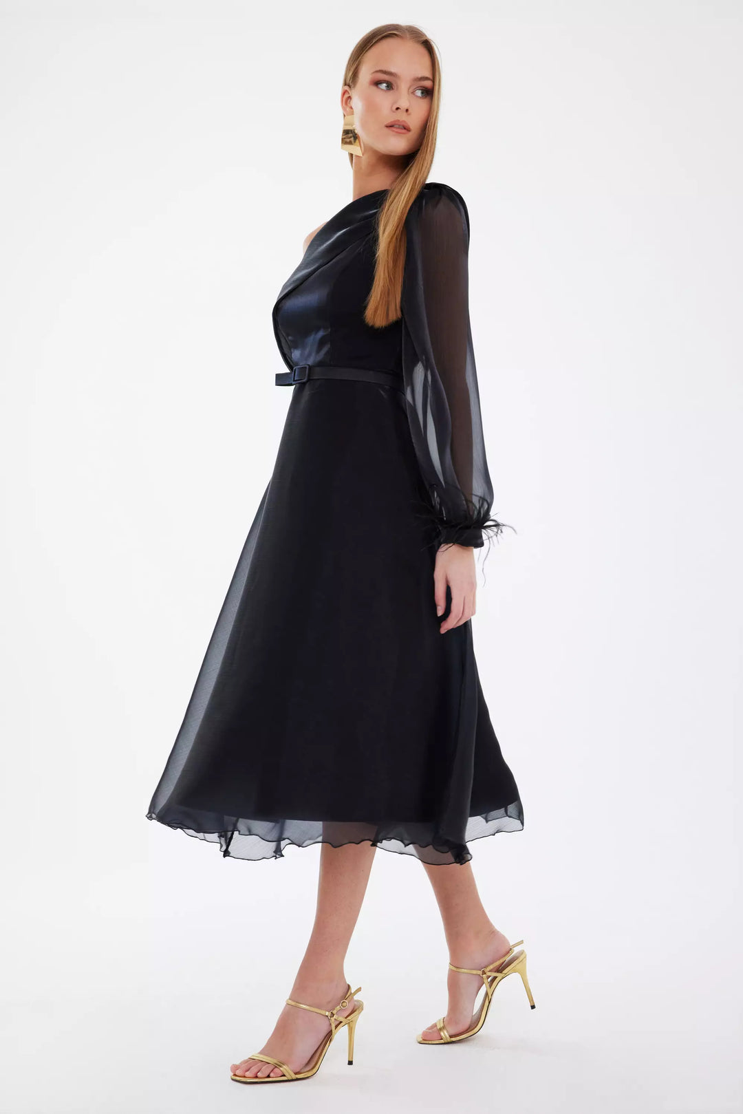 FRV Black tulle single sleeve midi dress - Highlands Ranch