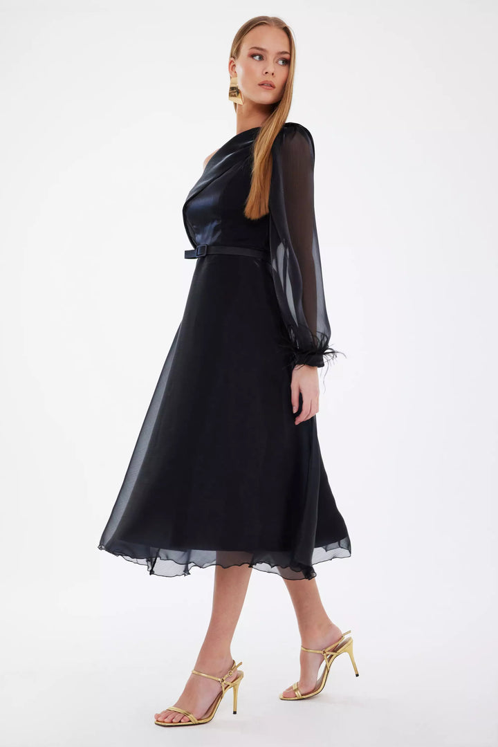 FRV Black tulle single sleeve midi dress - Highlands Ranch