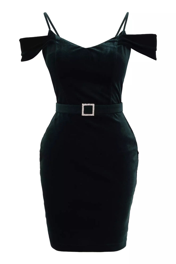 FRV Green velvet single sleeve mini dress - Wichita Falls