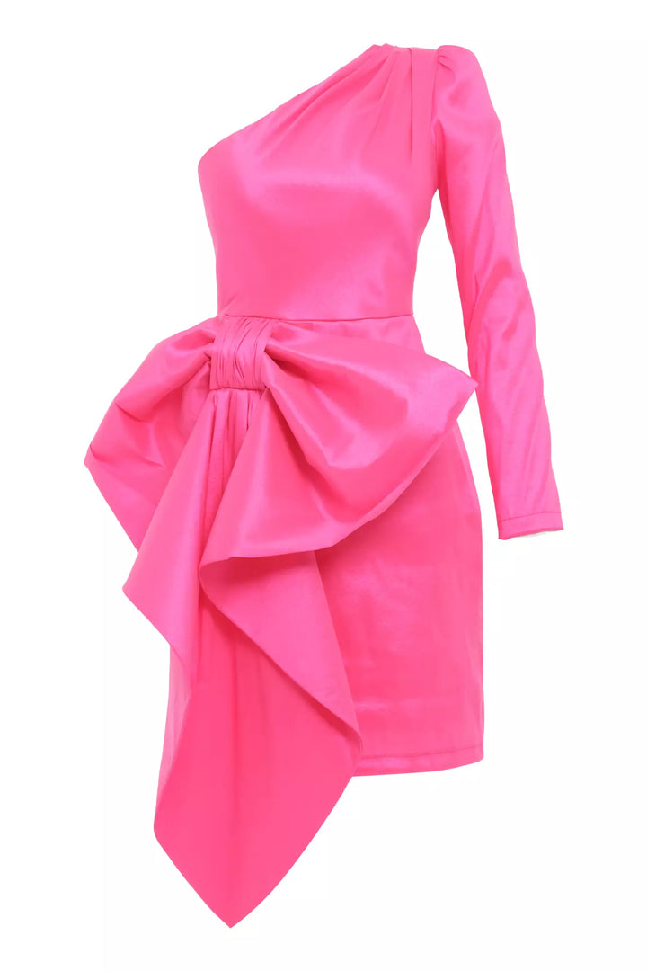 FRV Fuchsia satin single sleeve mini dress - Barletta