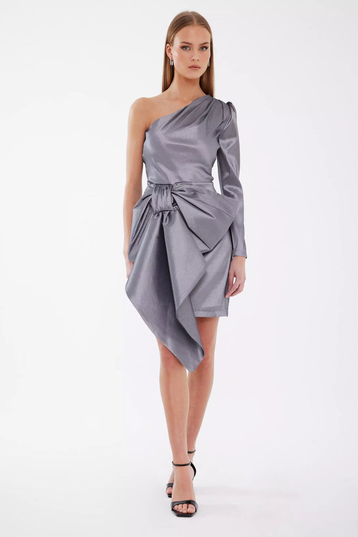 FRV Gray tafta single sleeve mini dress - Brighton