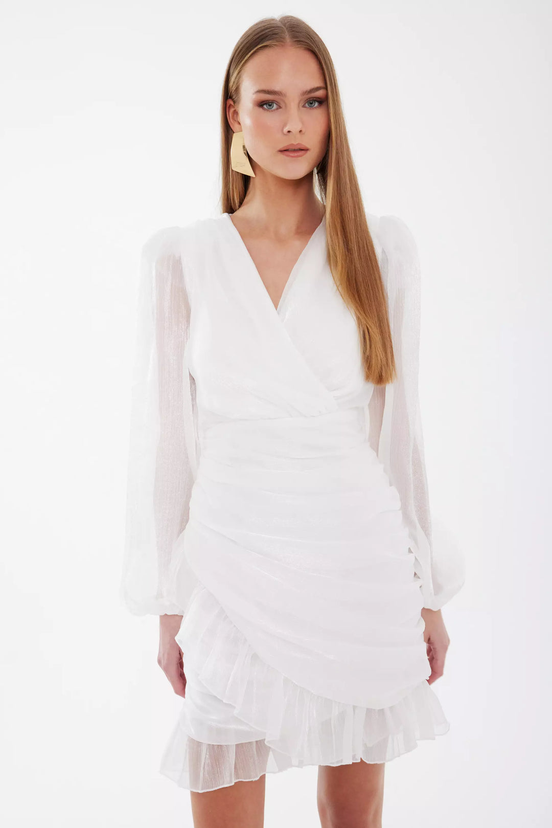 FRV White tulle long sleeve mini dress - Rancho Cucamonga