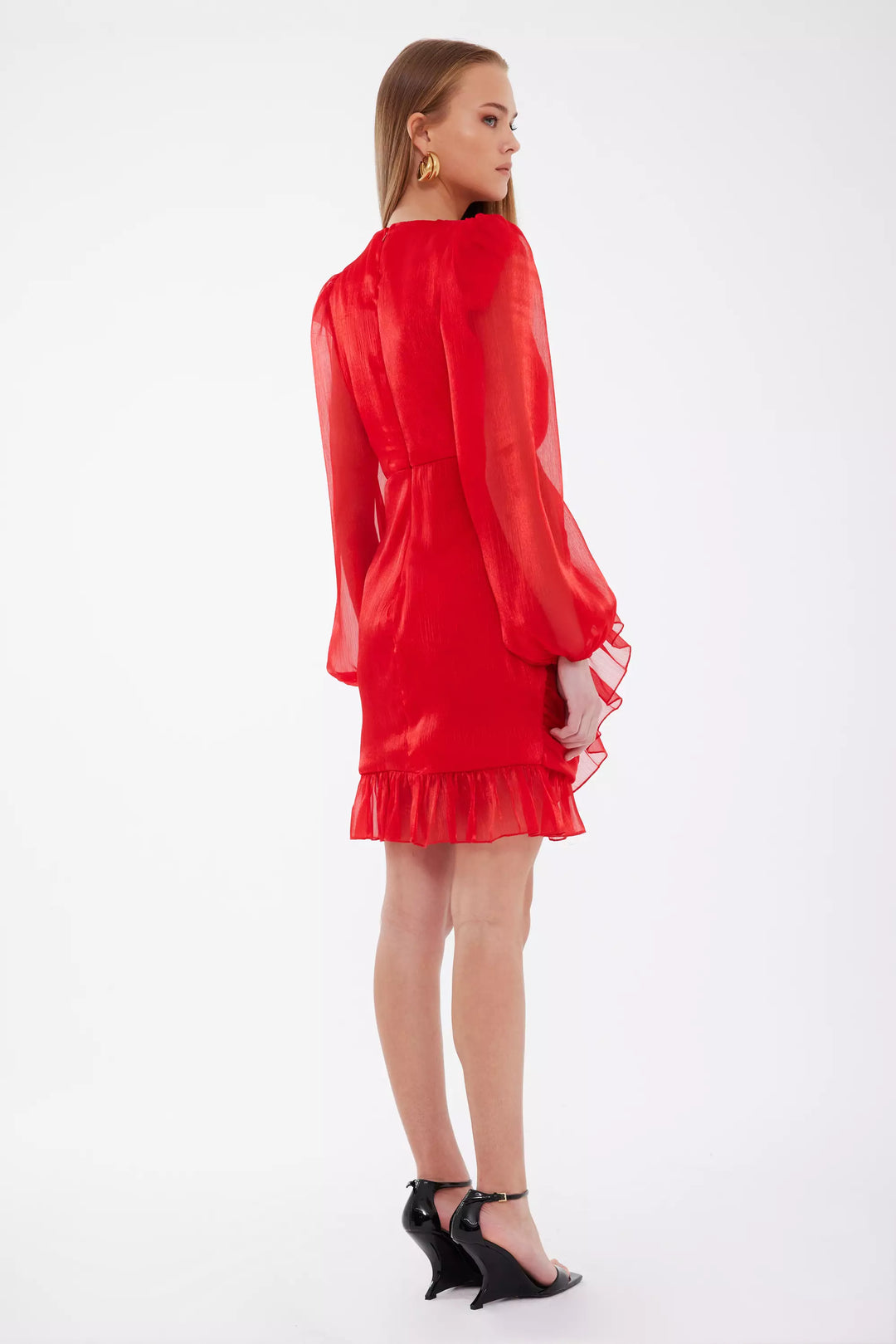 FRV Red tulle long sleeve mini dress - Pikesville