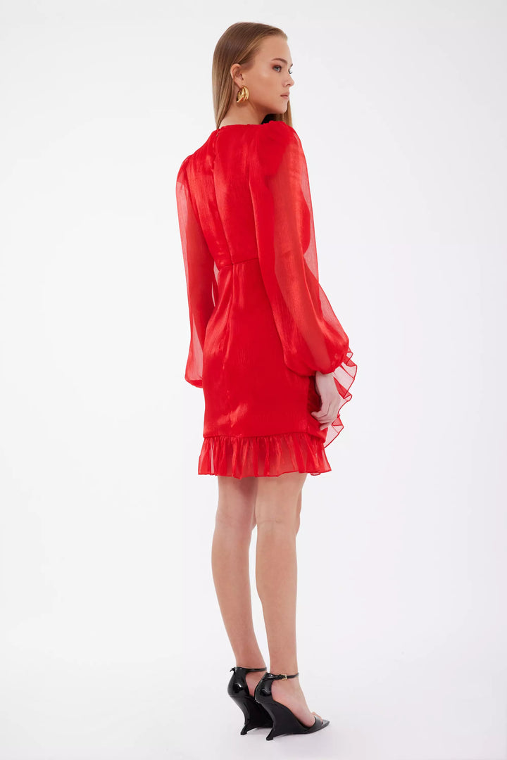FRV Red tulle long sleeve mini dress - Pikesville