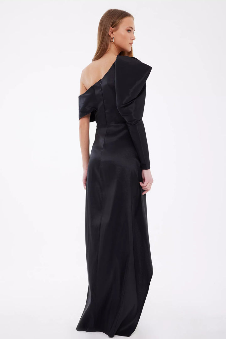 FRV Black tafta single sleeve maxi dress - South Whittier