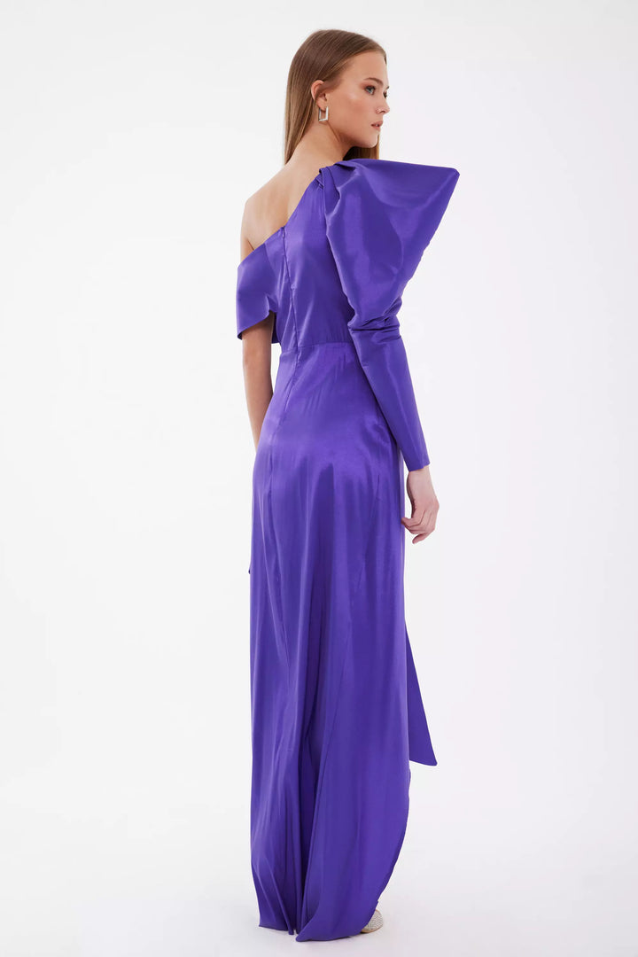 FRV Purple satin single sleeve maxi dress - Salisbury