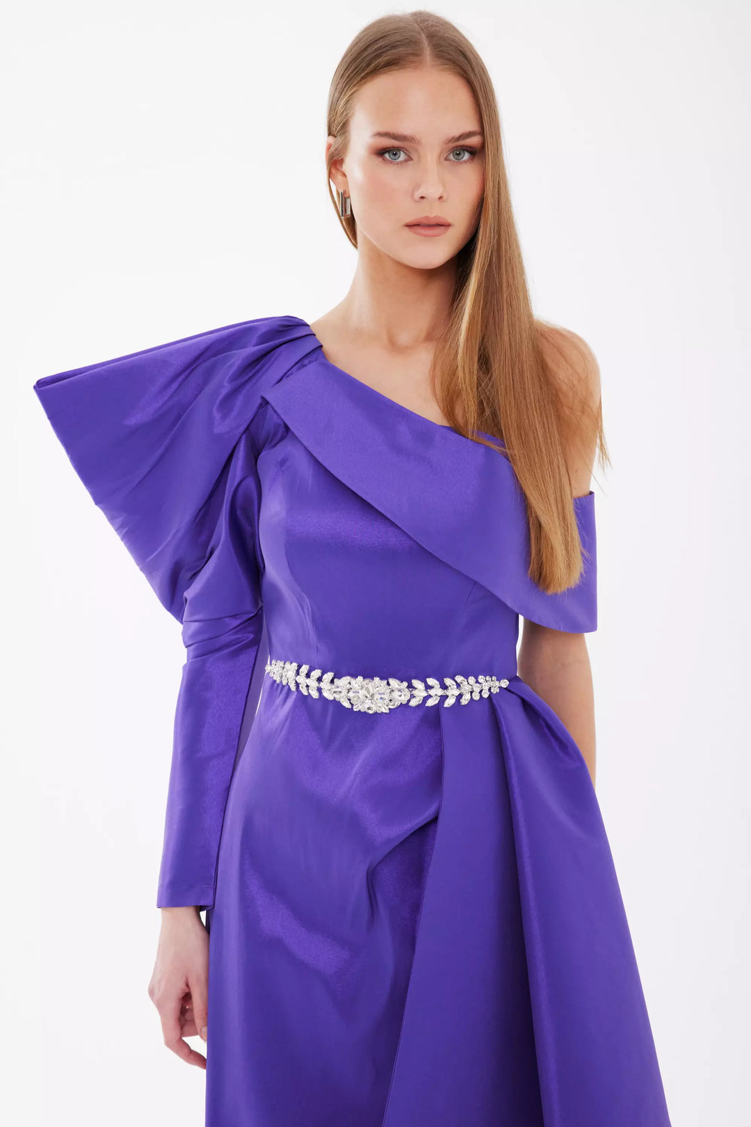 FRV Purple satin single sleeve maxi dress - Salisbury