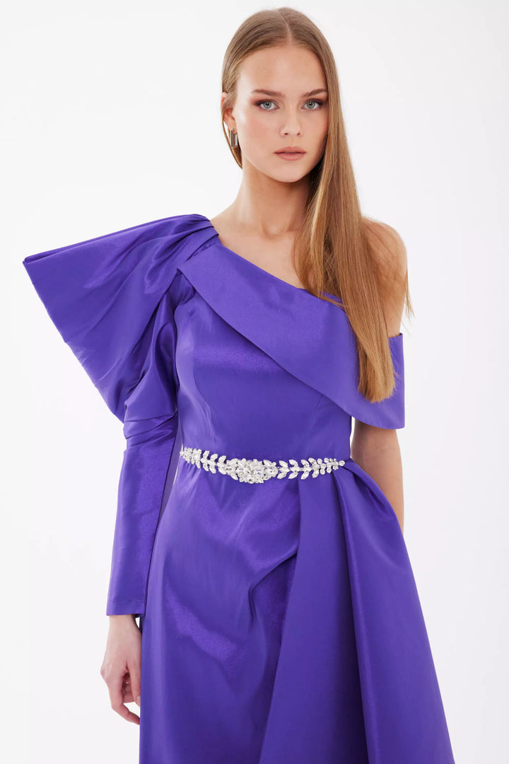 FRV Purple satin single sleeve maxi dress - Salisbury