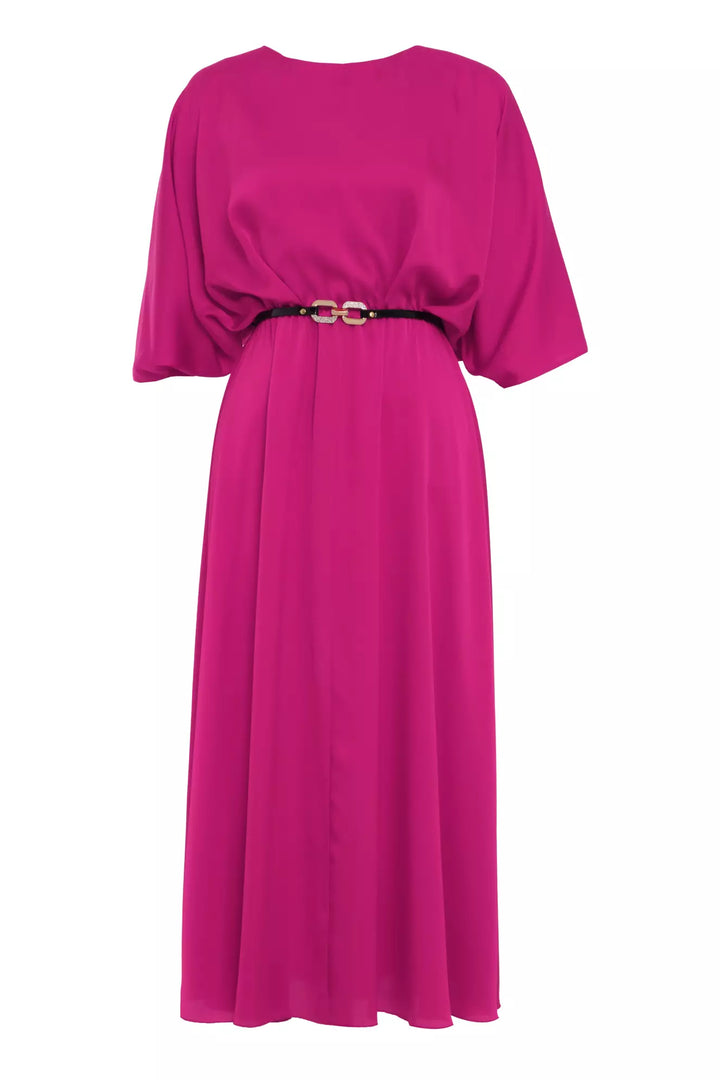 FRV Fuchsia satin short sleeve midi dress - Bloomfield