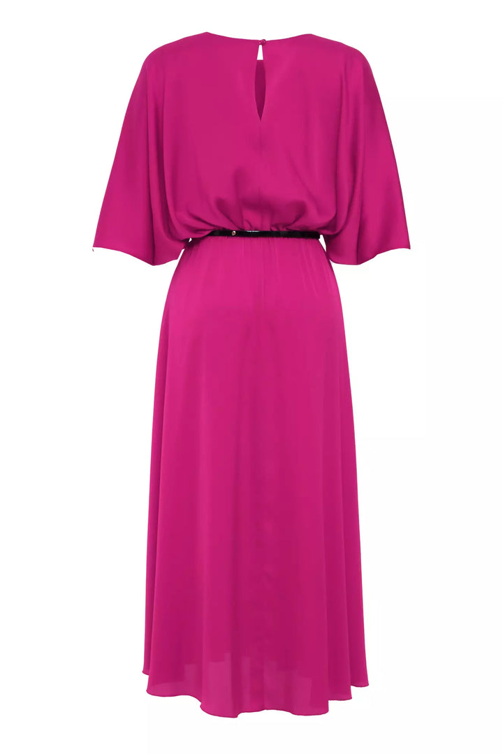FRV Fuchsia satin short sleeve midi dress - Bloomfield