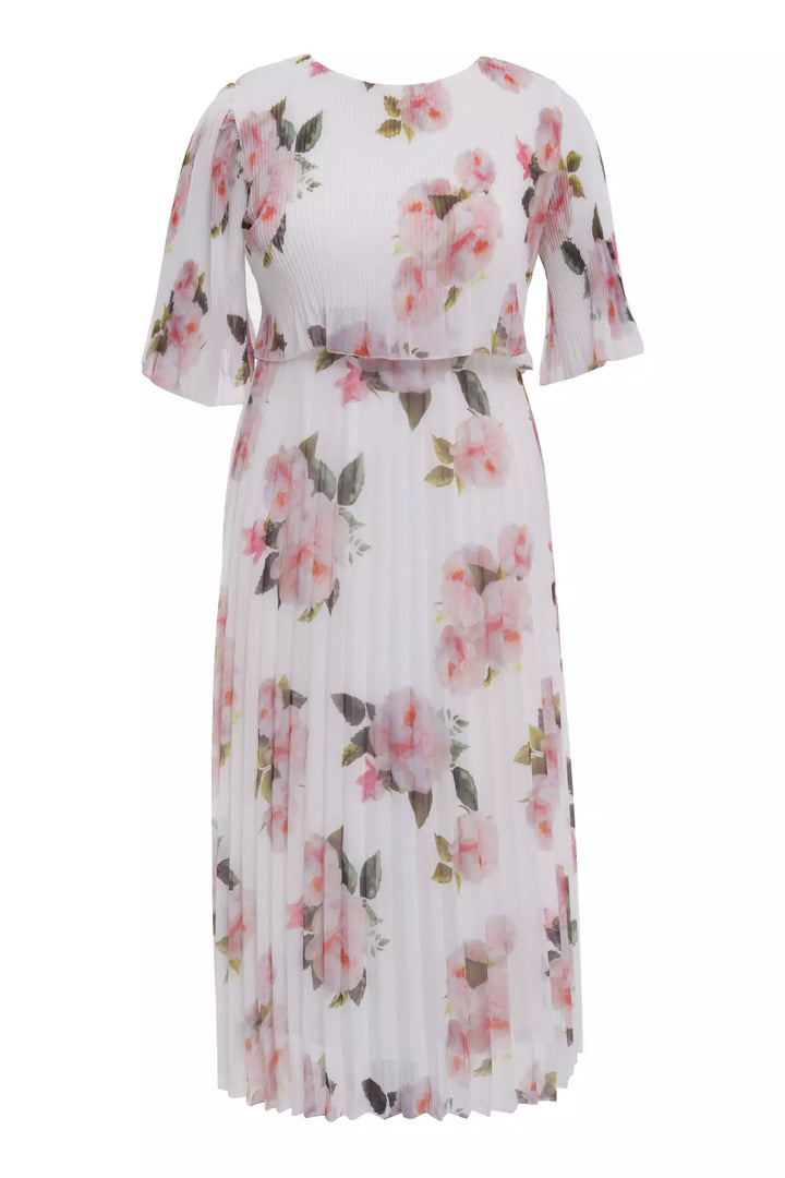 FRV Printed plus size chiffon short sleeve midi dress - Hinckley