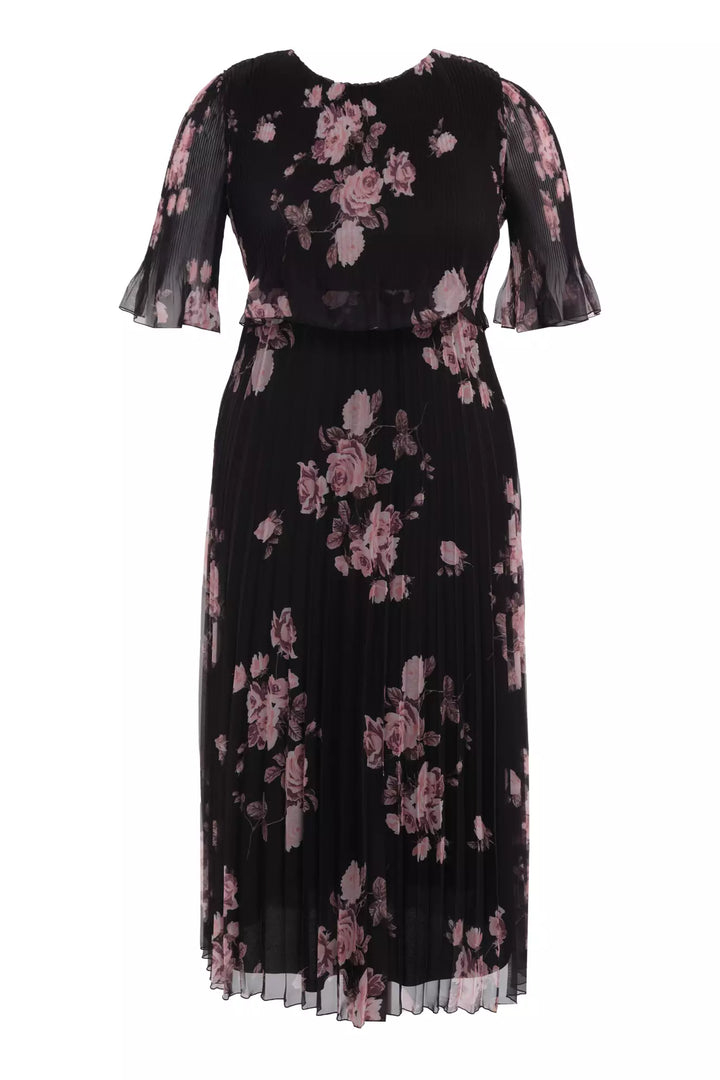 FRV Printed plus size chiffon short sleeve midi dress - Linton Hall