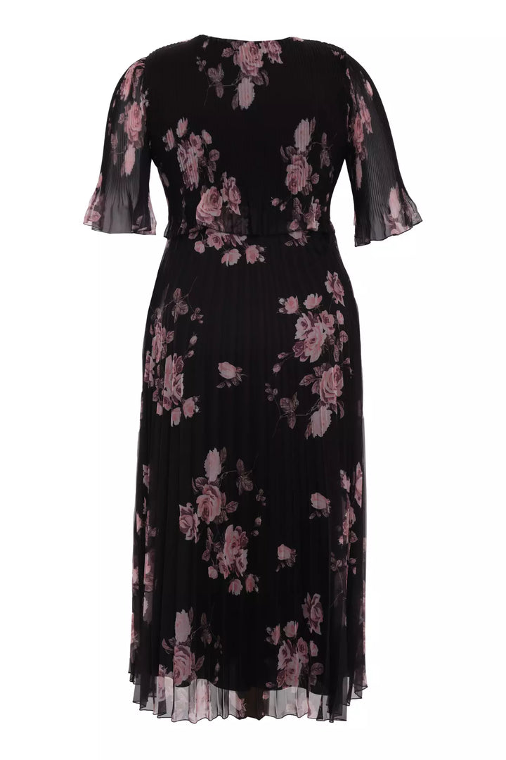 FRV Printed plus size chiffon short sleeve midi dress - Linton Hall
