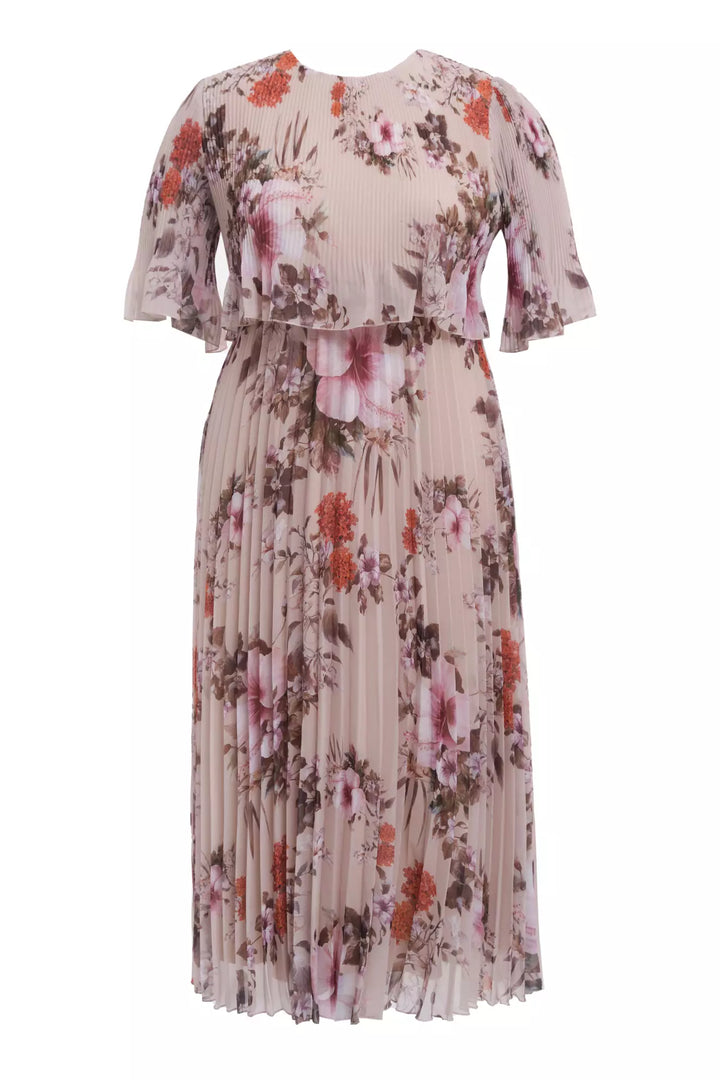 FRV Printed plus size chiffon short sleeve midi dress - Ardea