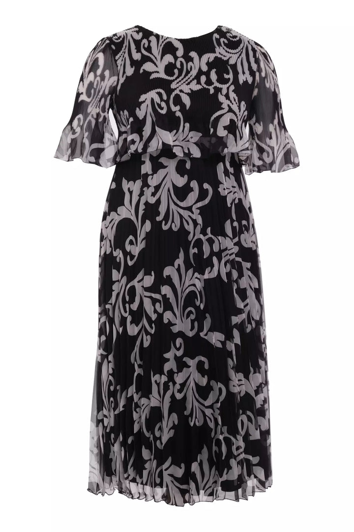 FRV Printed plus size chiffon short sleeve midi dress - Lugo