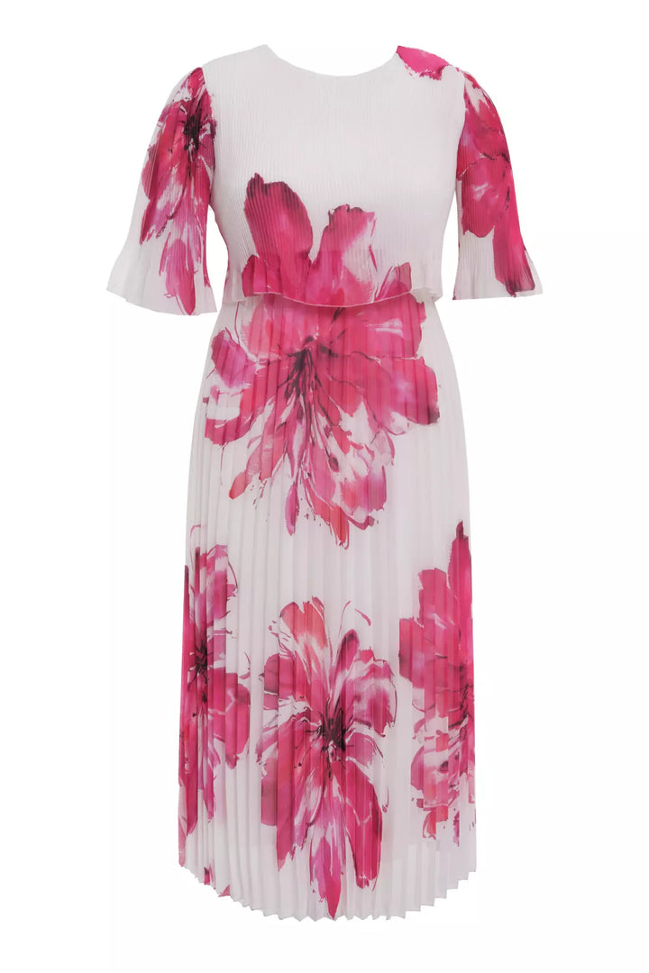 FRV Printed plus size chiffon short sleeve midi dress - East Kilbride