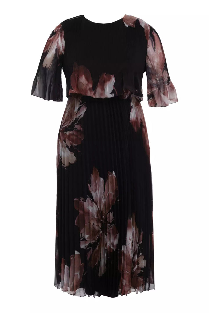 FRV Printed plus size chiffon short sleeve midi dress - Mascouche