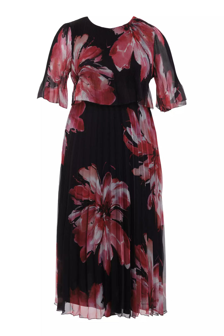 FRV Printed plus size chiffon short sleeve midi dress - Freeport