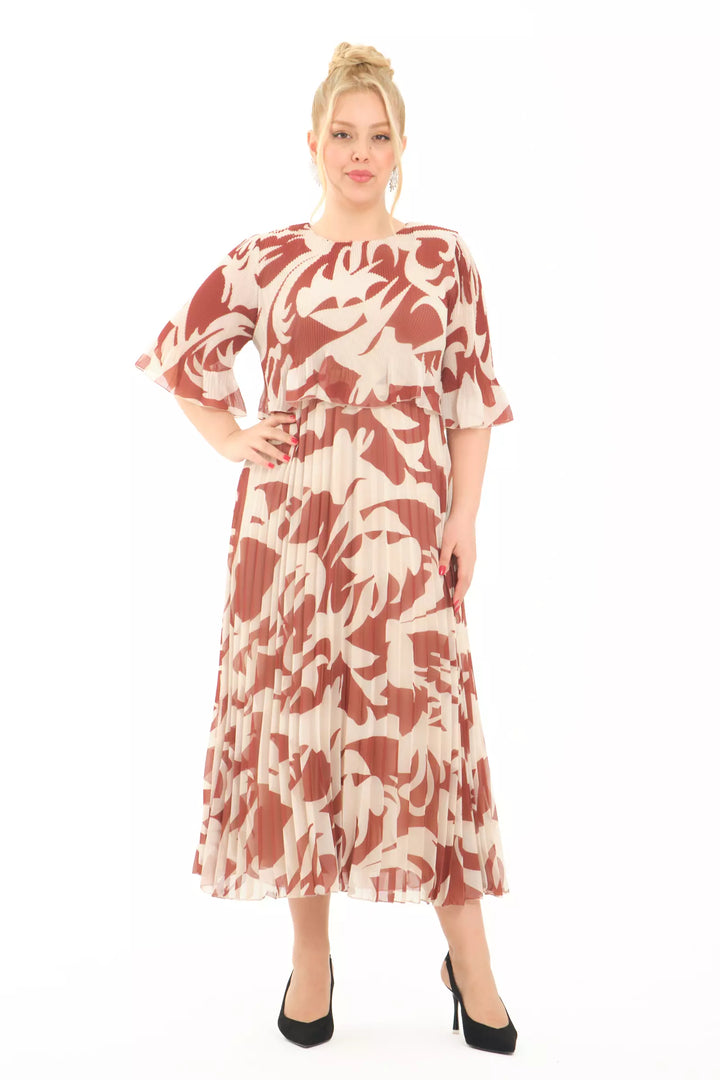 FRV Printed plus size chiffon short sleeve midi dress - Naples