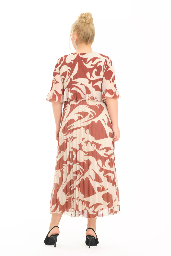 FRV Printed plus size chiffon short sleeve midi dress - Naples