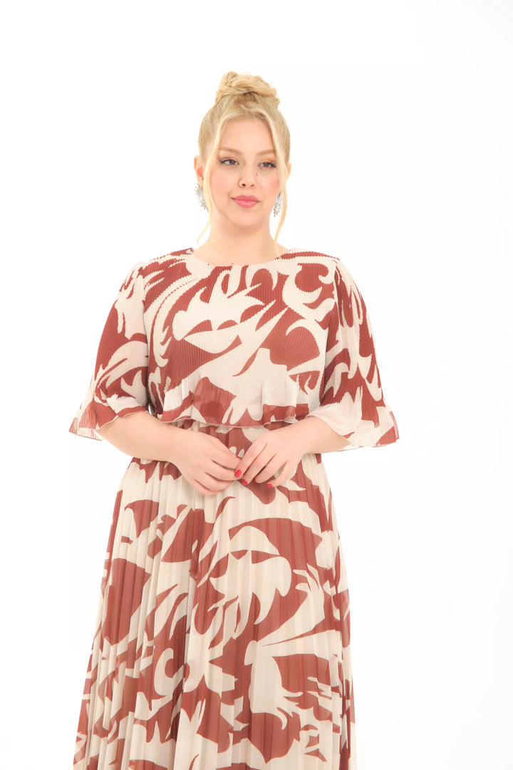 FRV Printed plus size chiffon short sleeve midi dress - Naples