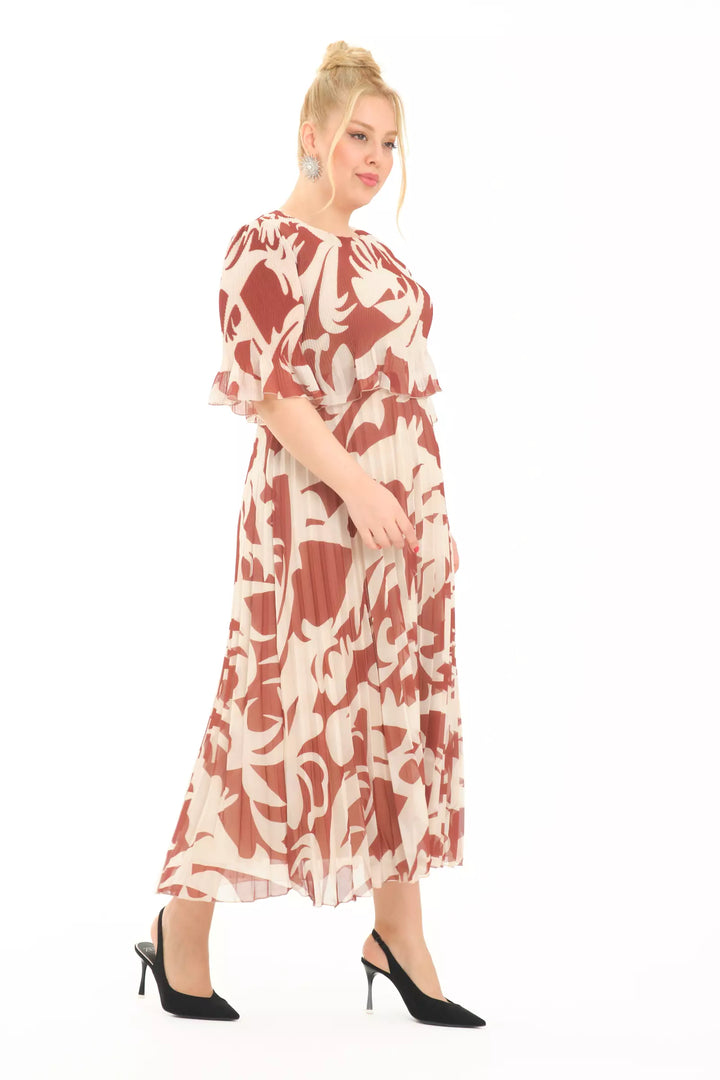 FRV Printed plus size chiffon short sleeve midi dress - Naples