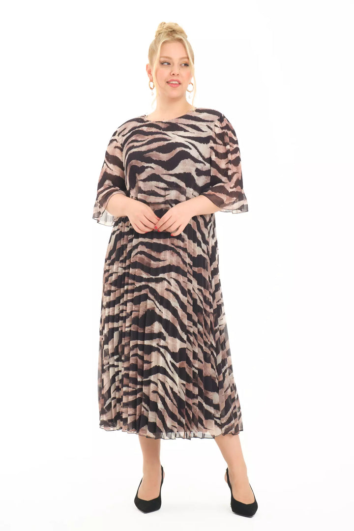 FRV Printed plus size chiffon short sleeve midi dress - Lelystad