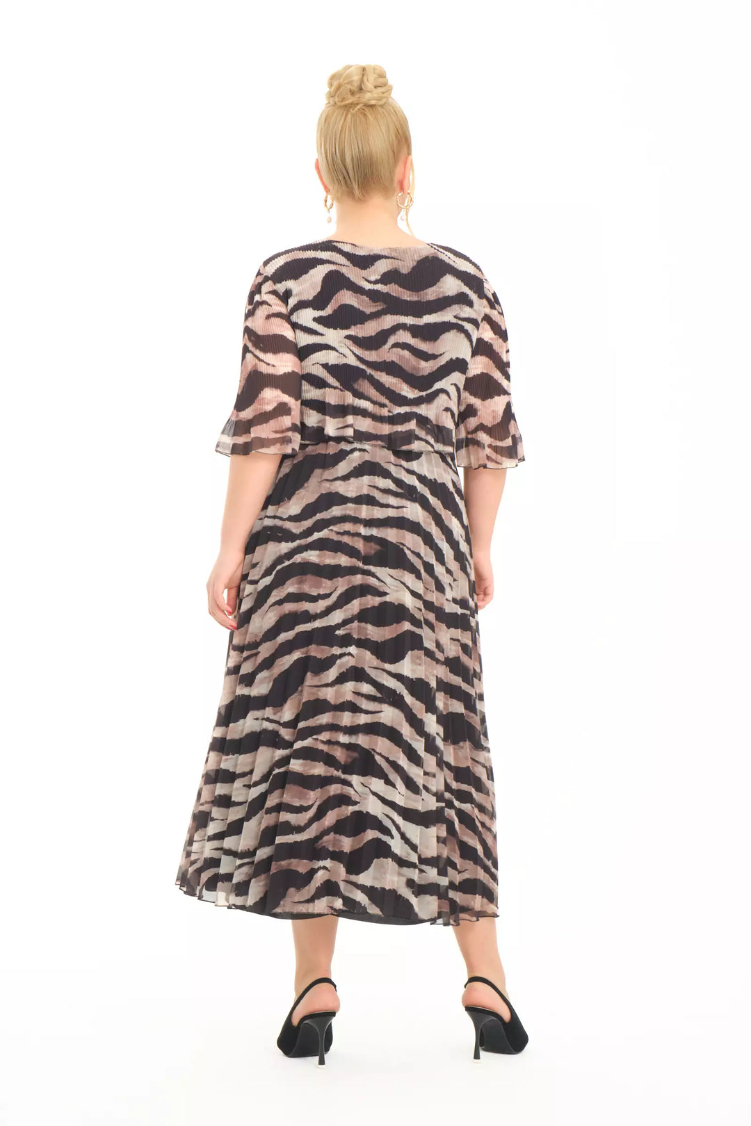 FRV Printed plus size chiffon short sleeve midi dress - Lelystad