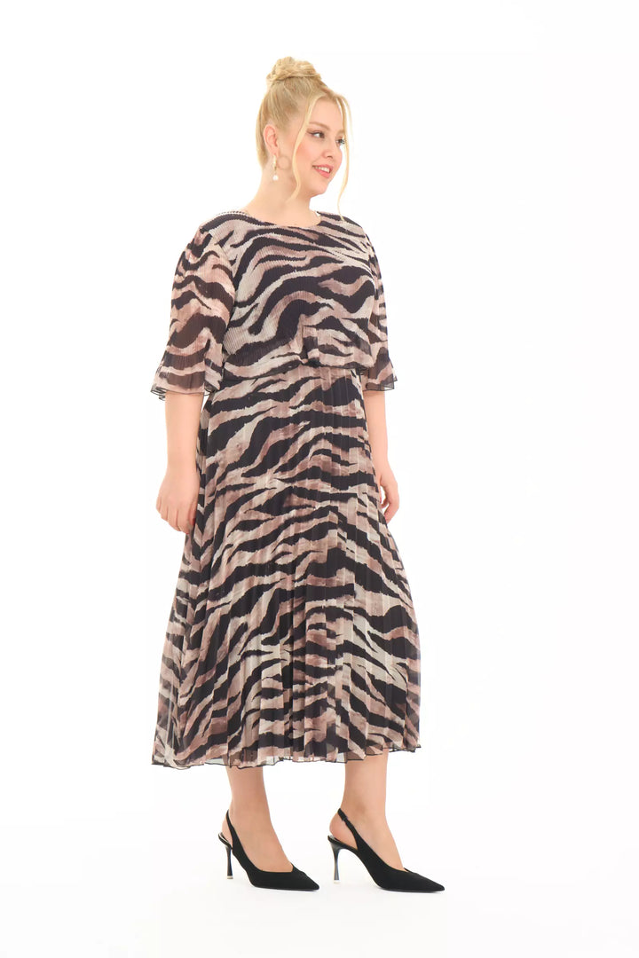 FRV Printed plus size chiffon short sleeve midi dress - Lelystad