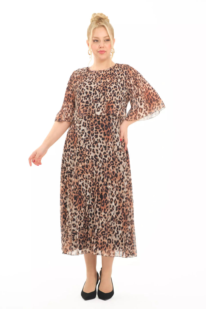 FRV Printed plus size chiffon short sleeve midi dress - Ixmiquilpan