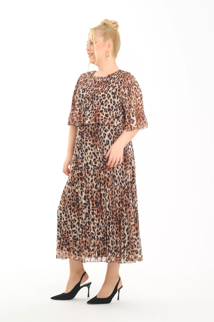 FRV Printed plus size chiffon short sleeve midi dress - Ixmiquilpan