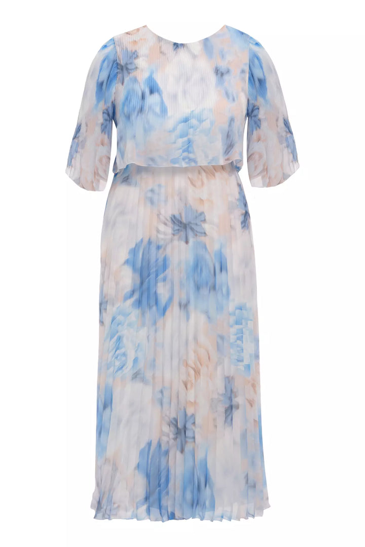 FRV Printed plus size chiffon short sleeve midi dress - Rugby