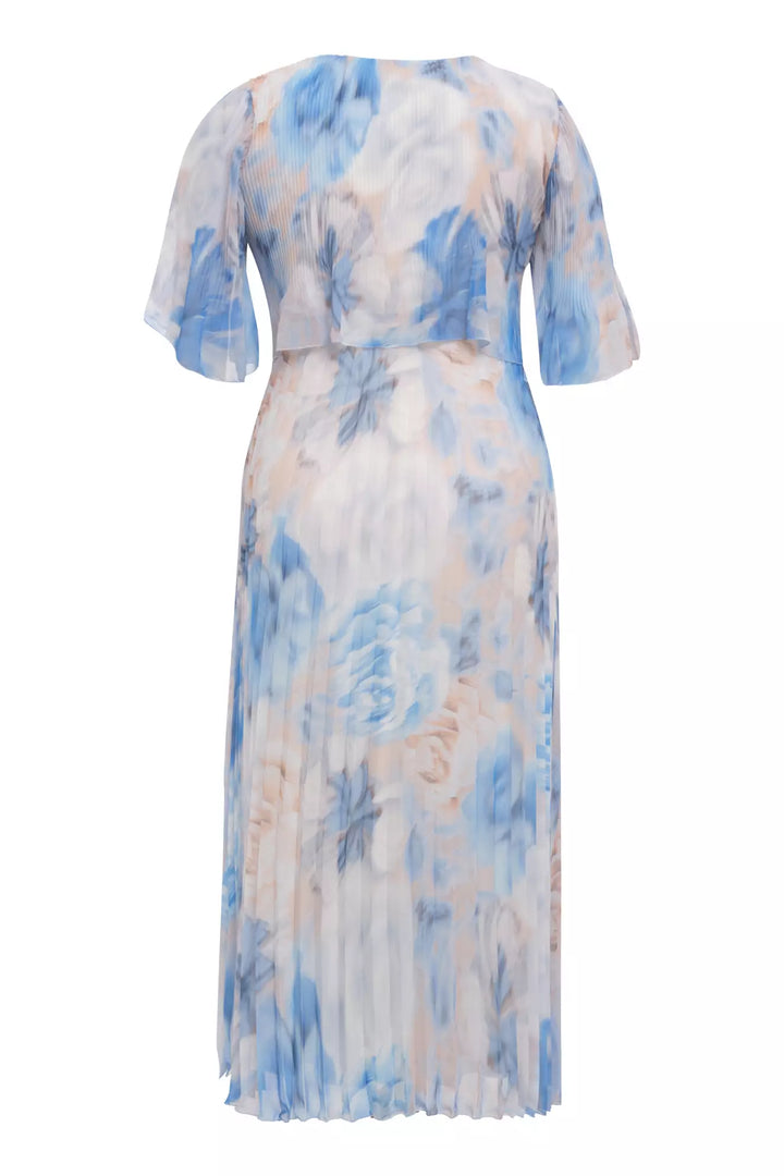 FRV Printed plus size chiffon short sleeve midi dress - Rugby