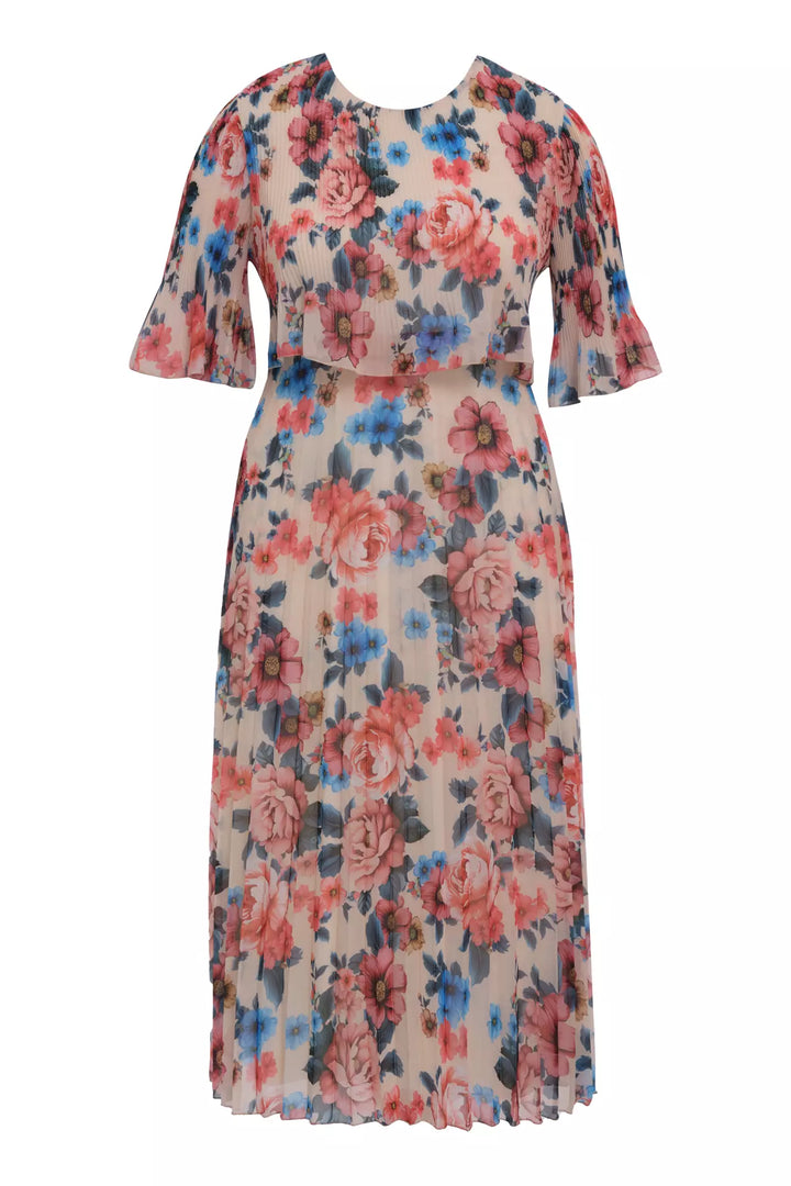 FRV Printed plus size chiffon short sleeve midi dress - Datteln