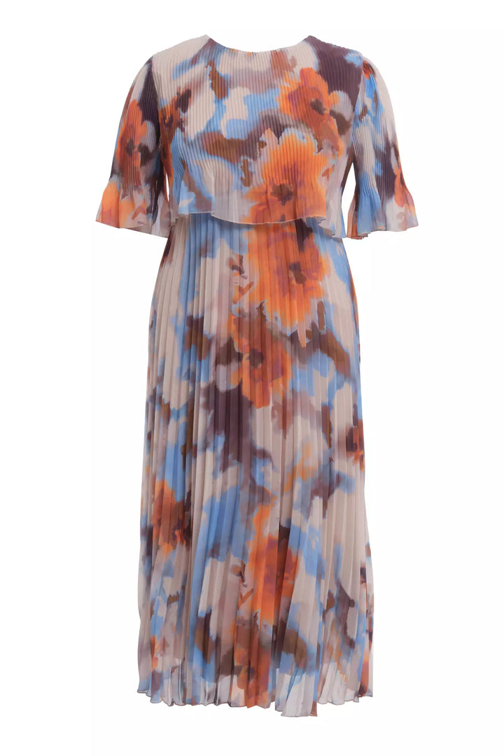 FRV Printed plus size chiffon short sleeve midi dress - Amadora