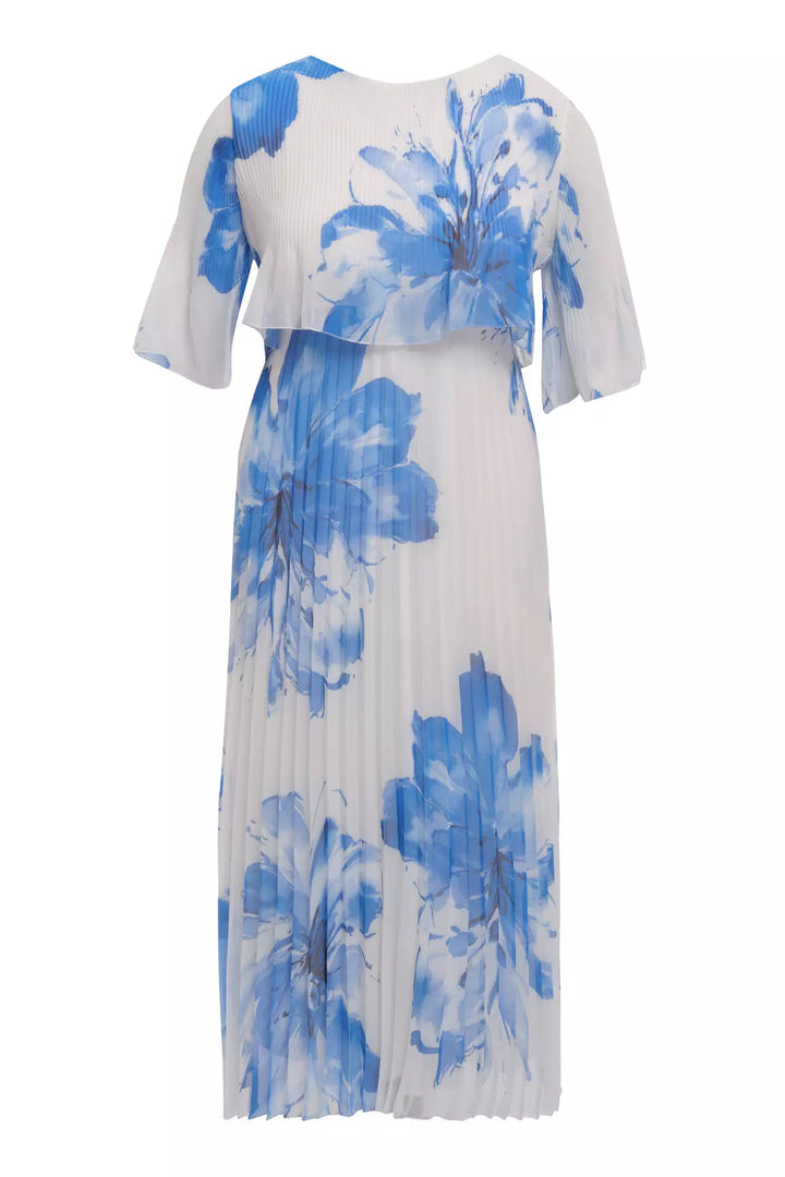 FRV Printed plus size chiffon short sleeve midi dress - Chino