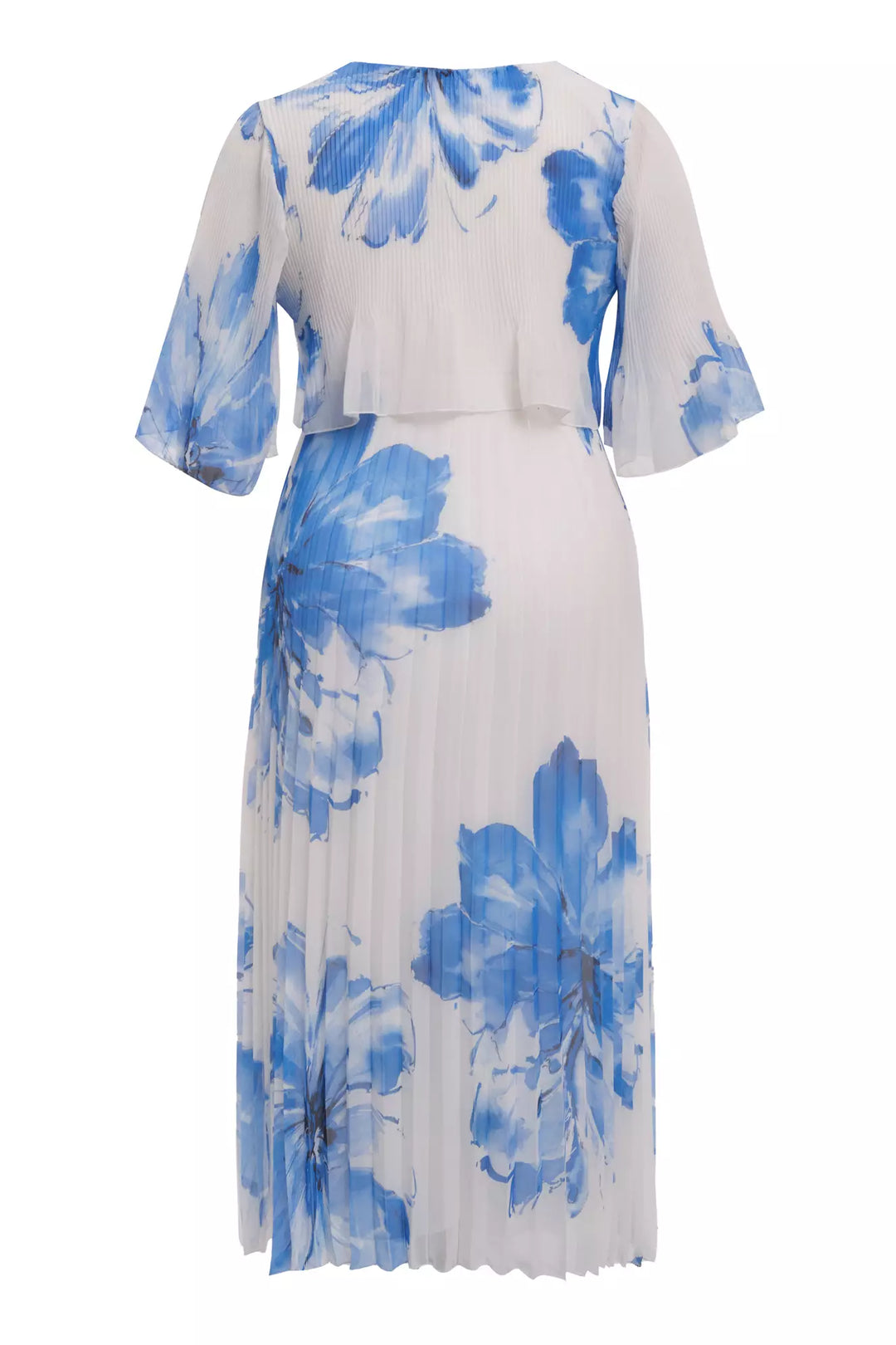 FRV Printed plus size chiffon short sleeve midi dress - Chino