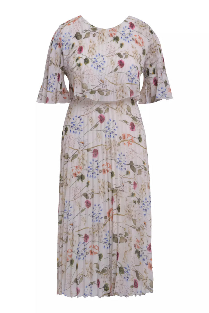 FRV Printed plus size chiffon short sleeve midi dress - Clearwater