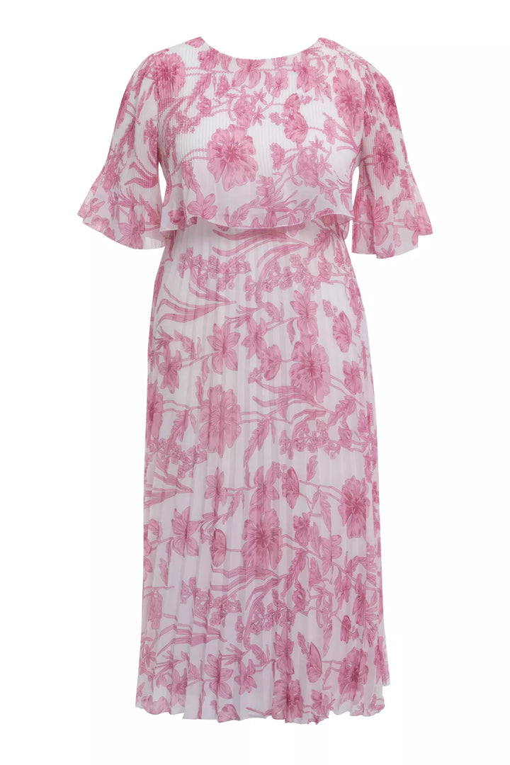 FRV Printed plus size chiffon short sleeve midi dress - Monclova