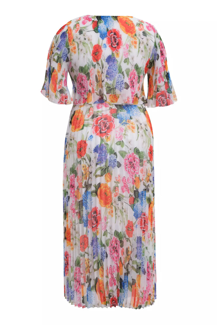 FRV Printed plus size chiffon short sleeve midi dress - Aylesbury