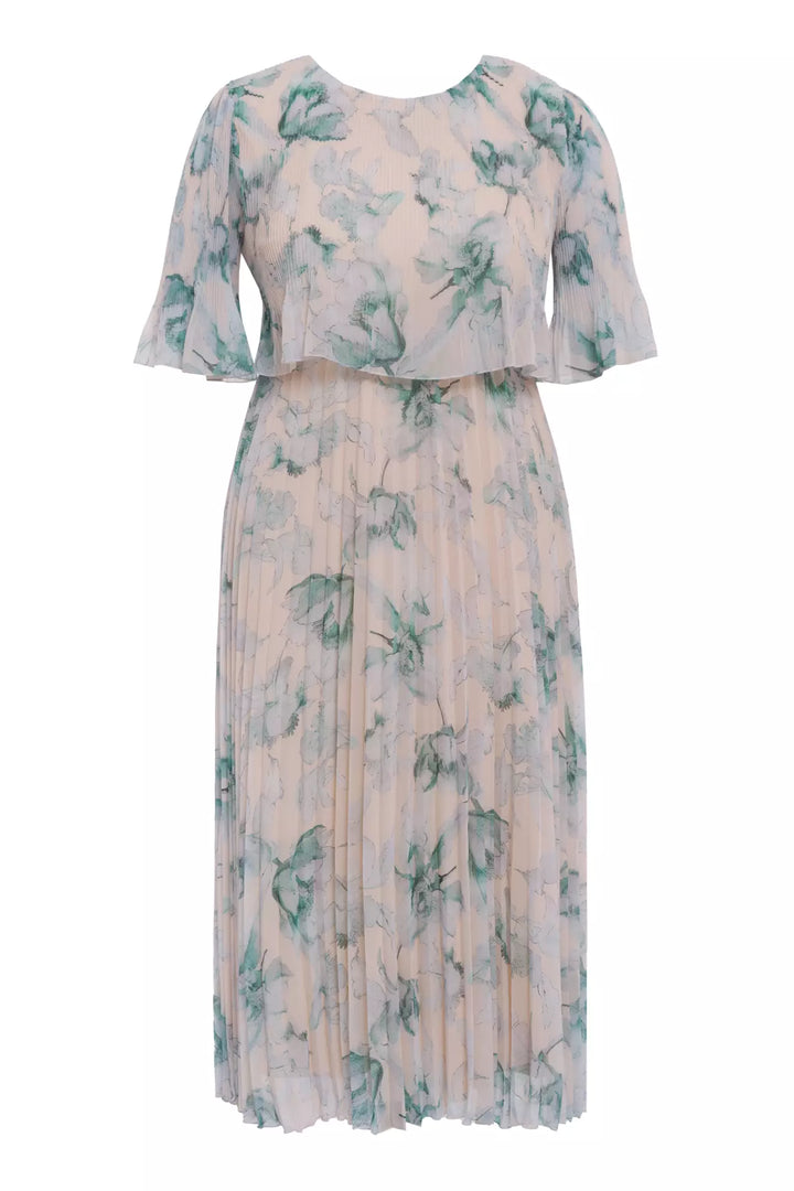 FRV Printed plus size chiffon short sleeve midi dress - Valdosta