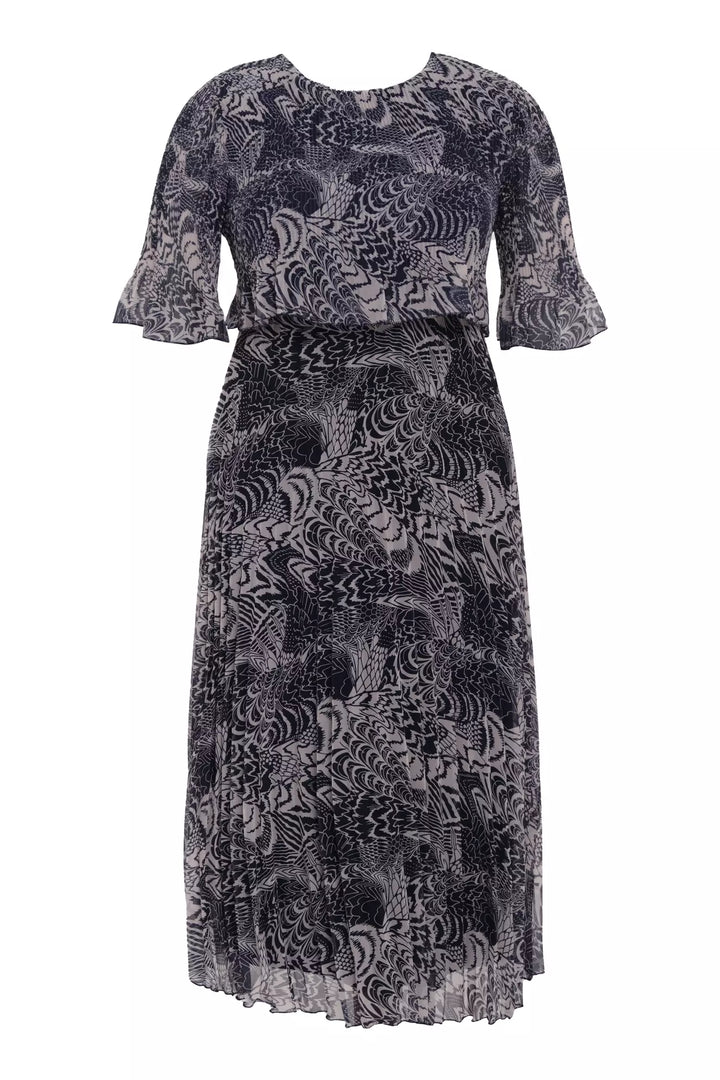 FRV Printed plus size chiffon short sleeve midi dress - Adeje