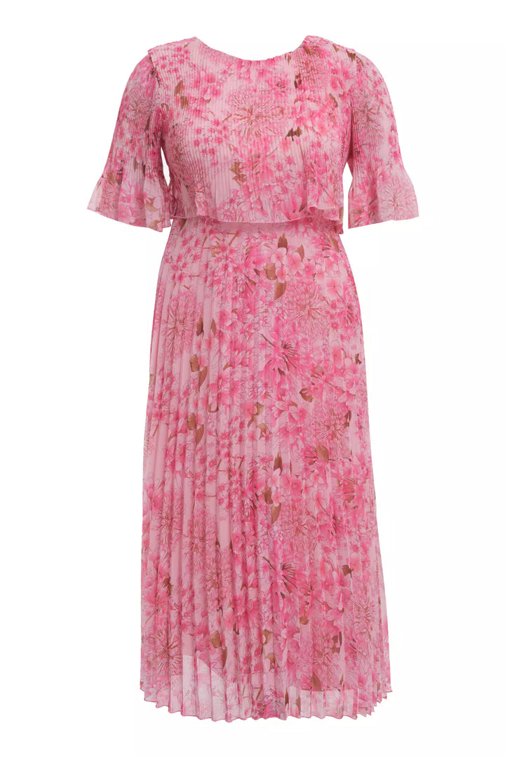 FRV Printed plus size chiffon short sleeve midi dress - Mentor